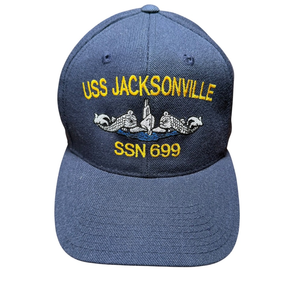 USS Jacksonville SSN 699 Hat Mens OSFA Navy Blue Submarine Snapback